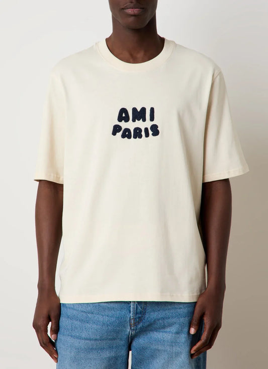 AMI Paris T-shirt van biologisch katoen met logoborduring