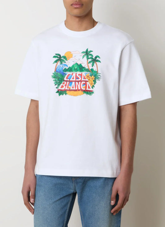 Casablanca Beachwave T-shirt van biologisch katoen met logoprint