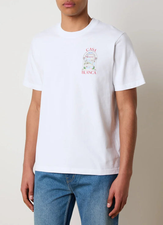 Casablanca Le Passage T-shirt van biologisch katoen met front- en backprint