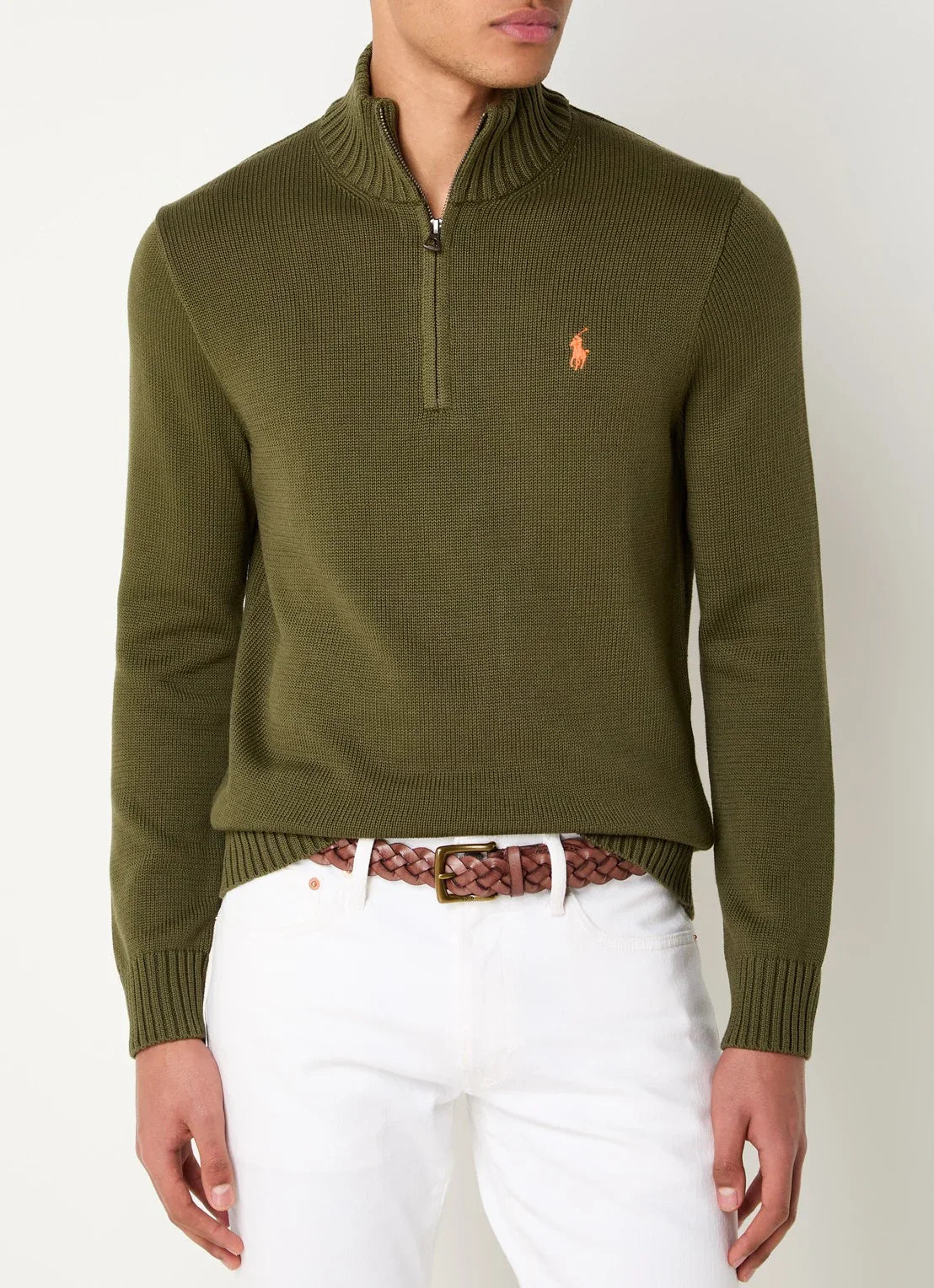 Polo Ralph Lauren Ribgebreide trui met halve rits en logoborduring